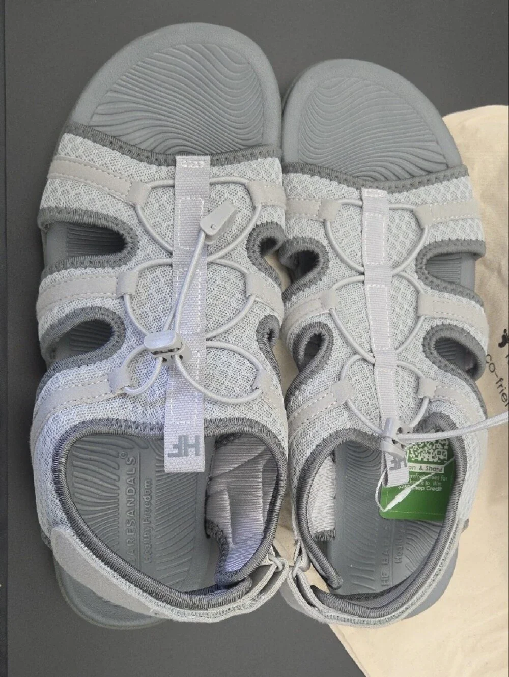 Hike Footwear Gray Sandals Pull Tab Velcro Back Women 12 Mens 10